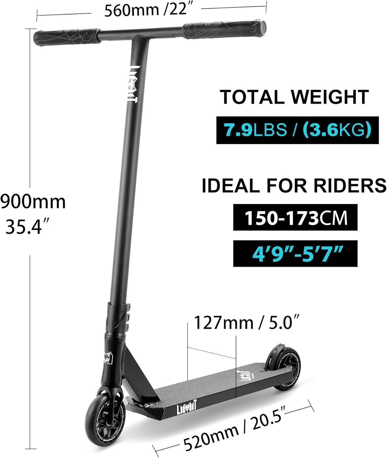 Dluxe Ave. Limit LMT01-V2 Professional Scooter,Trick Scooter for Children, Teenagers and Adults 8 Years Old and Above-Durable