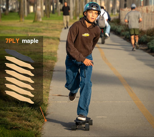 Dluxe Ave. Electric Skateboard with Remote/ Top Speed Up to 29 Mph 4 Speed/ Smooth Braking Easy Carry