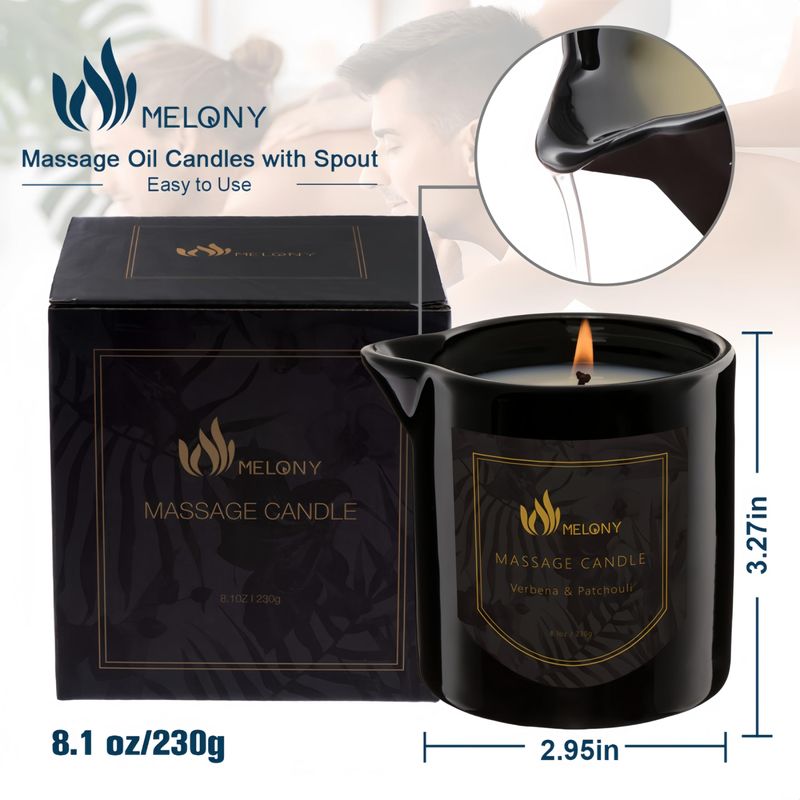 Dluxe Ave. MELONY Massage Oil Candle for Pure Relaxation- 8.1 oz- Moisturizing Essential Oil Body Massage Candle for Home Spa- Amazing Gift for Women & Men (Lavender)