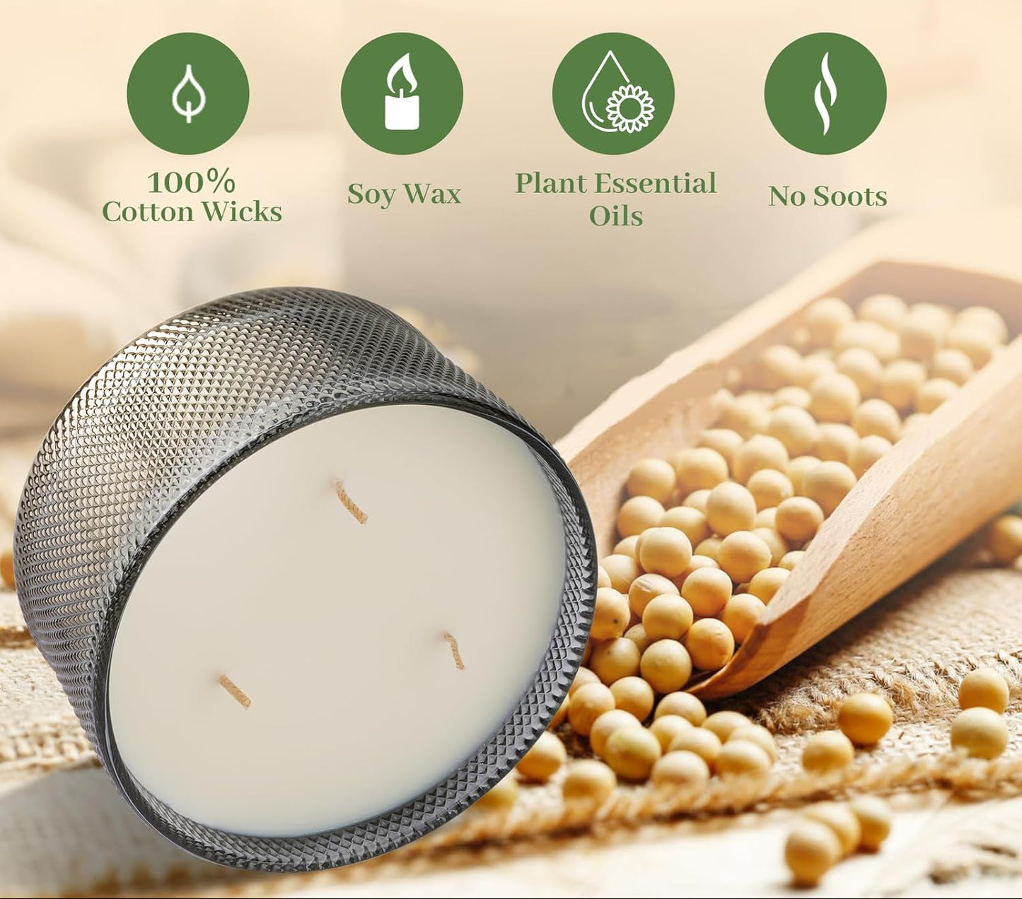 Dluxe Ave. Scented Candles for Women 10.58 oz 3 Wick Natural Soy Wax Sandalwood Candle for Home Scented Aromatherapy Candle for Women Men 50 Hours Long Lasting Highly Scented Candle Valentines Day Gift