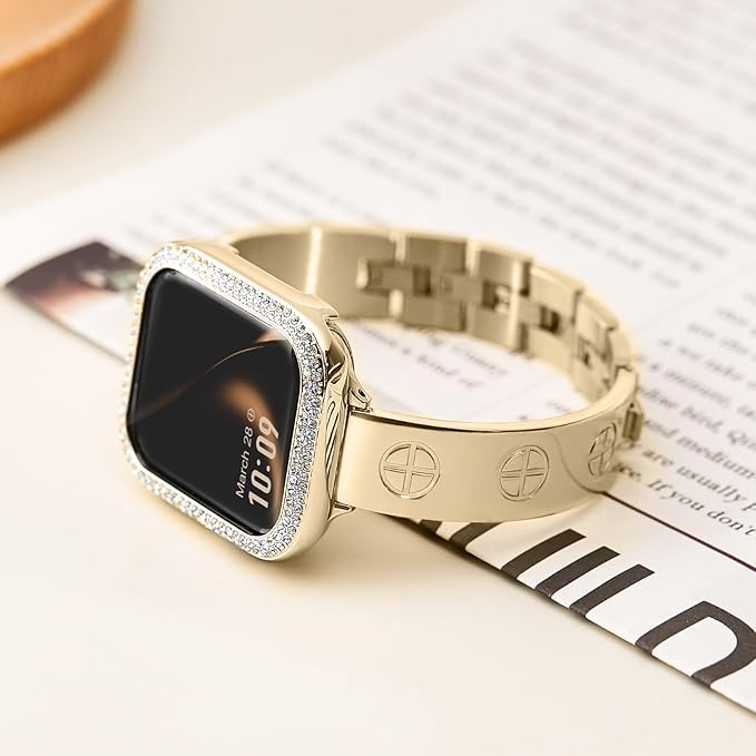Dluxe Ave. Missair Compatible with Apple Watch Band 38mm 40mm 41mm 42mm 44mm 45mm 46mm 49mm Love Bracelet Women Dressy Jewelry Stainless Steel Metal Strap Wristband for iWatch Series 10 9 8 7 6 5 4 3 SE Ultra