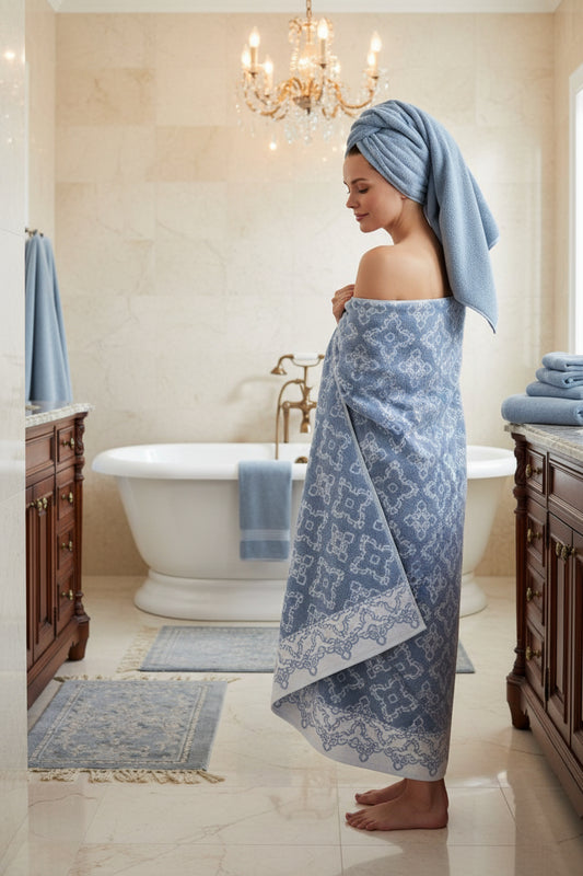 Dluxe Ave. Jacquard Solid Towel Set 6 Piece (Charlize Blue)