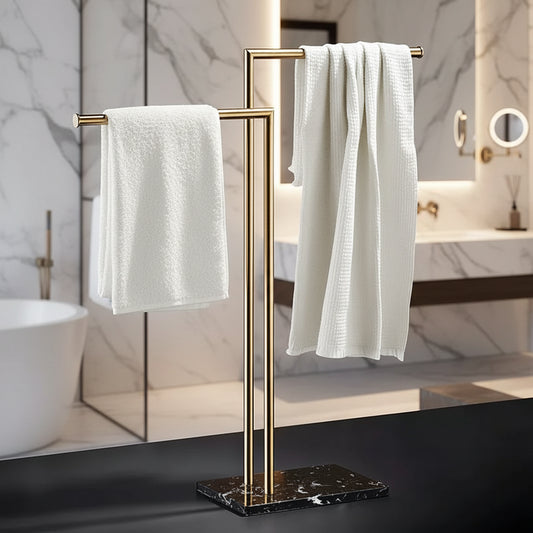 Dluxe Ave. Marble Freestanding Towel Rack for Bathroom Storage