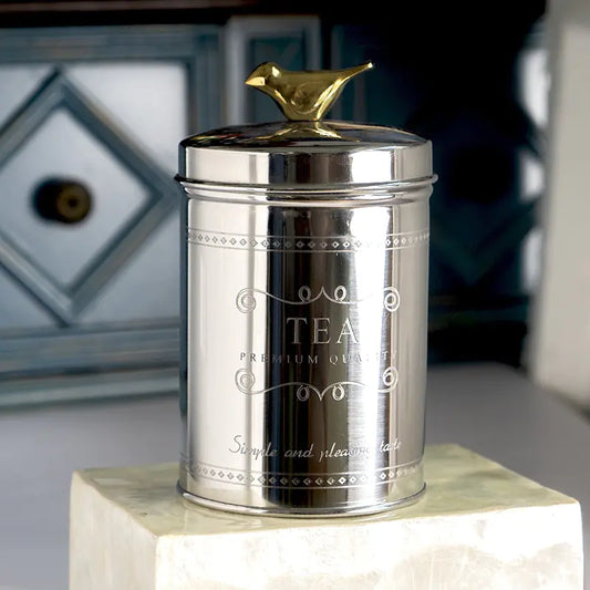 Dluxe Ave. Metal Glass Storage Jar for Coffee and Tea Decor
