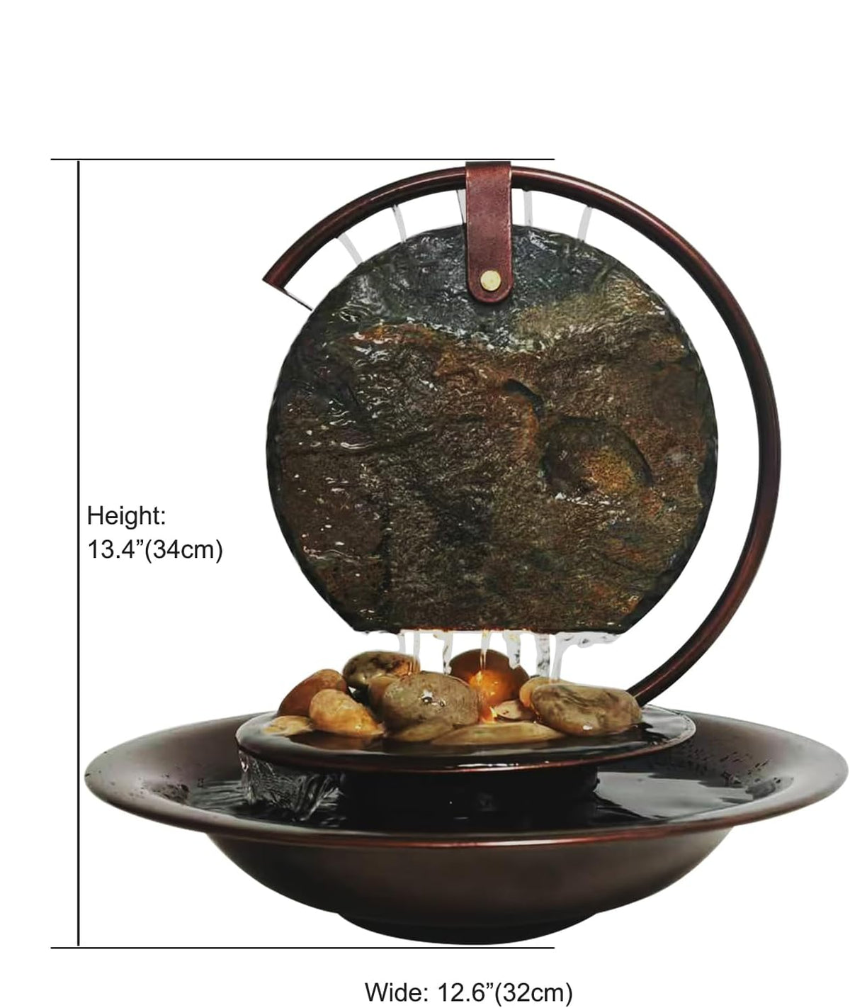 Dluxe Ave. Indoor Tabletop Waterfall Moon Fountain / 13' Tall
