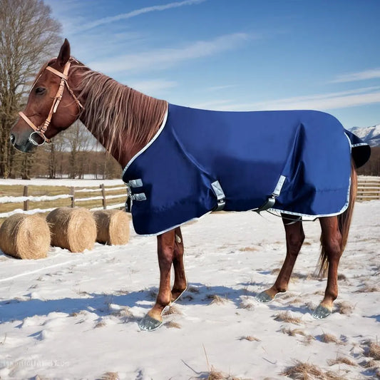 Dluxe Ave. 1200D Horse Blanket | Horse Turnout Blanket | Winter Horse Blanket for Real Horses (Navy Blue 82)