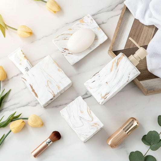 Dluxe Ave. 4 Pcs Marble Look Sets/ Gold