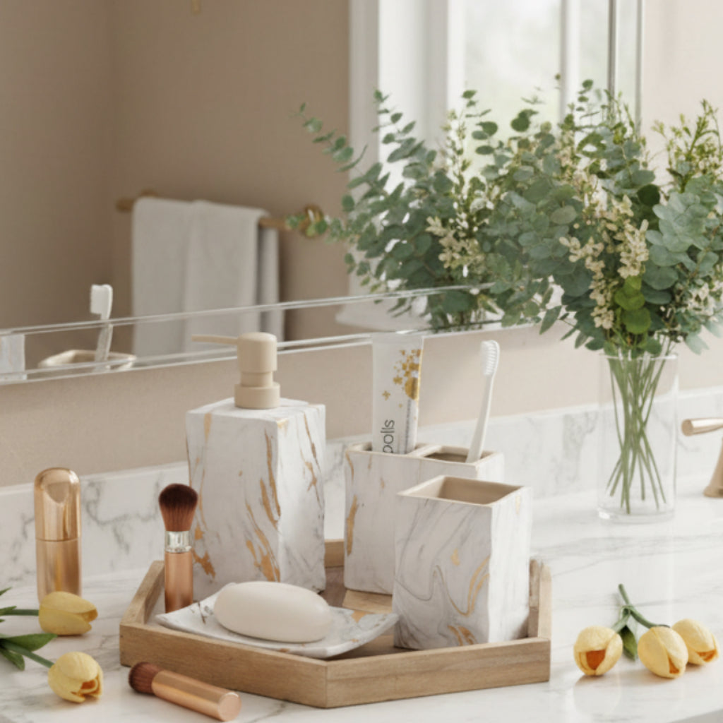 Dluxe Ave. 4 Pcs Marble Look Sets/ Gold