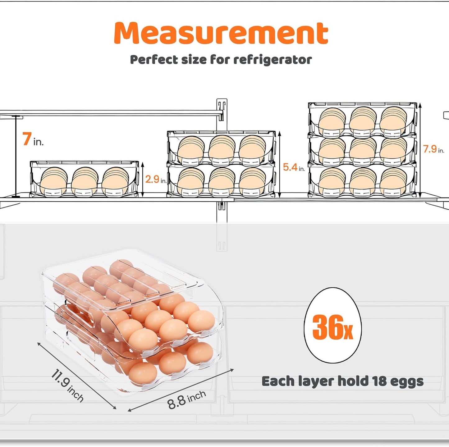 Dluxe Ave. Rolling Drawer Organizer for Kitchen Egg Storage