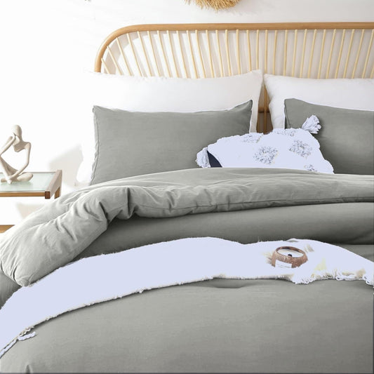 Dluxe Ave. ( QUEEN ) Comforter Bedding, Fade Resistant Hotel Luxury, Gray