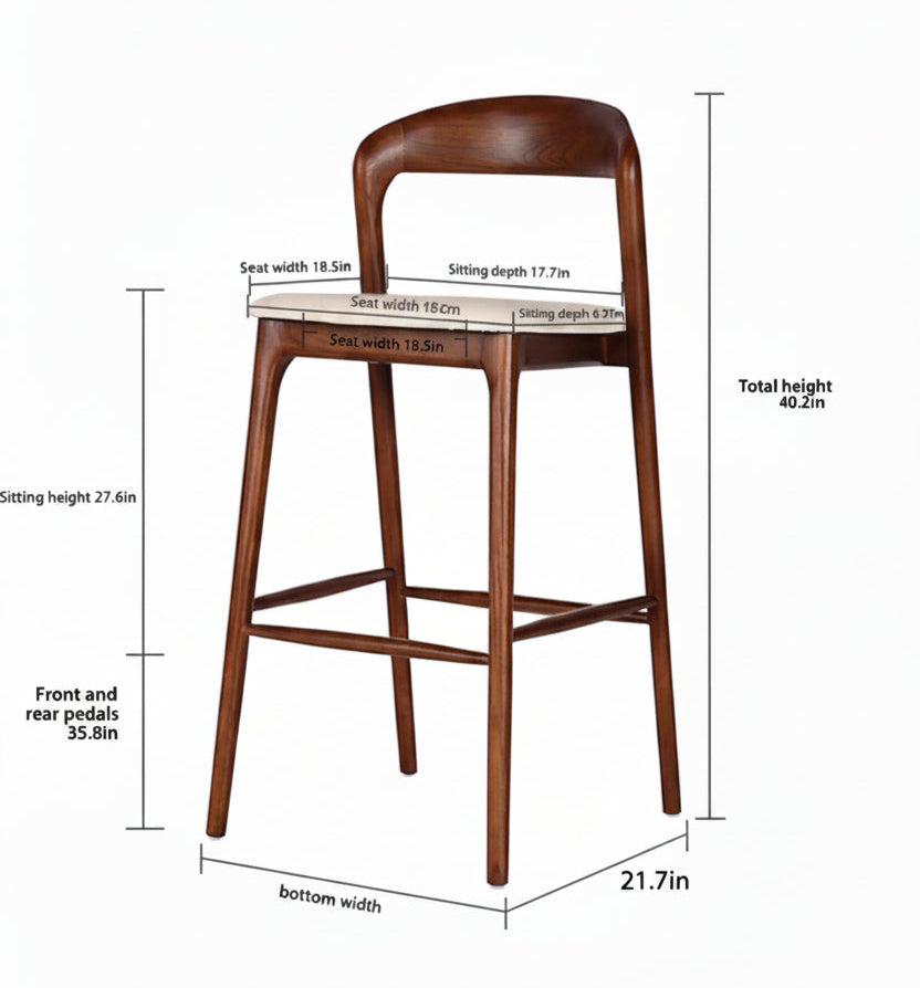 Dluxe Ave. Modern Solid Wood Bar Stool with Backrest