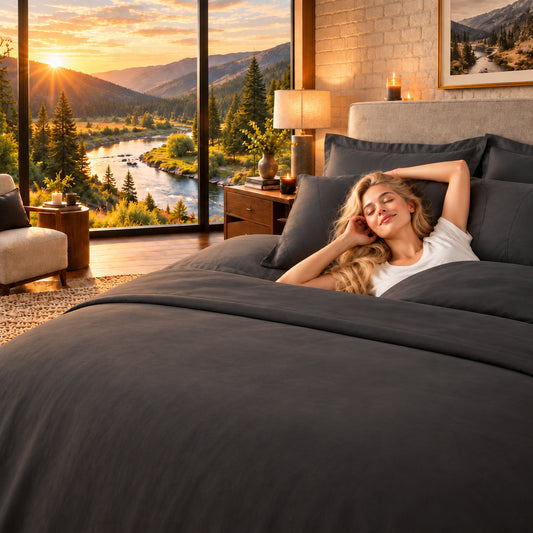 Dluxe Ave. (CALI./ KING) 4 Pcs 100% Egyptian Cotton Sheet Set/ 1000 Thread Count/ Dark Grey