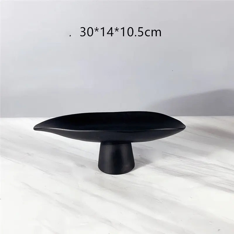 Dluxe Ave. Black and White Resin Tall Fruit Plate Nordic Decor