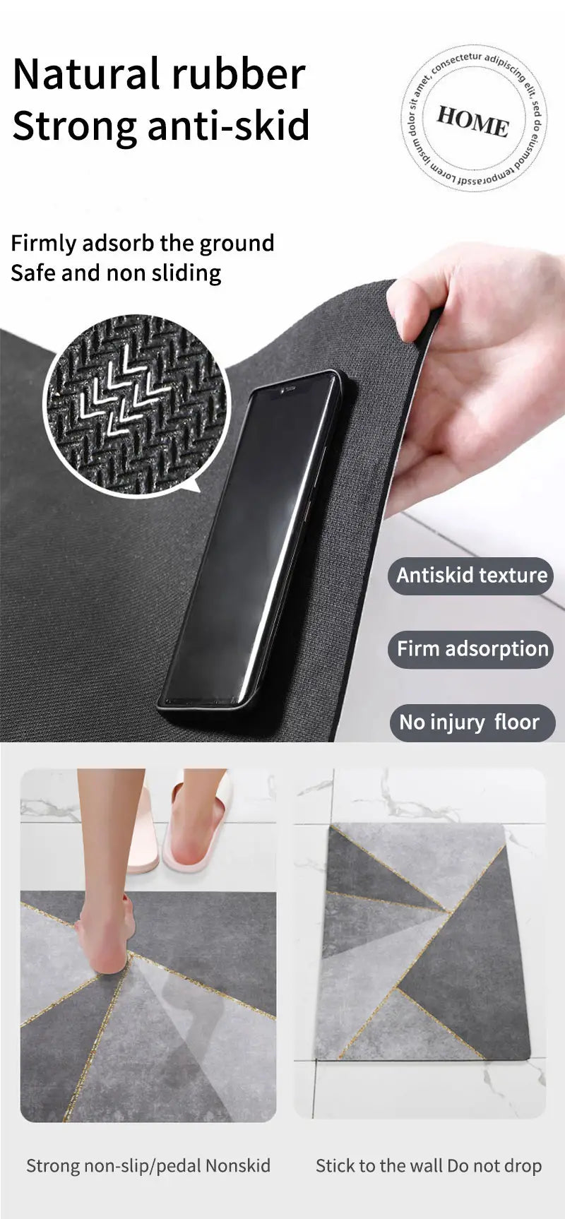 Dluxe Ave. Modern Non-Slip Two-Toned Bathroom Rug (1pc)