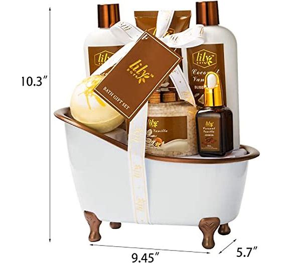 Dluxe Ave. Spa Gift Tub Set Bath and Body Gift Sets Gifts Coconut Vanilla Mom Birthday Gifts Spa Bath Gifts for Men Spa Kit Perfume Self Skin Care for Fathers Mothers Day