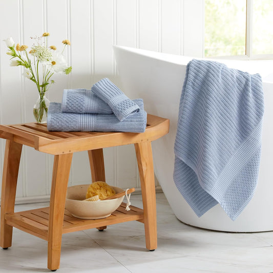 Dluxe Ave. 100% Cotton Towels, Super Soft & Absorbent, 6 Piece Set (Dusty Blue)