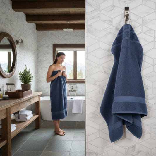 Dluxe Ave. Spa Luxury Plush/ Soft Absorbent Towels 8-Piece (Denim Blue)