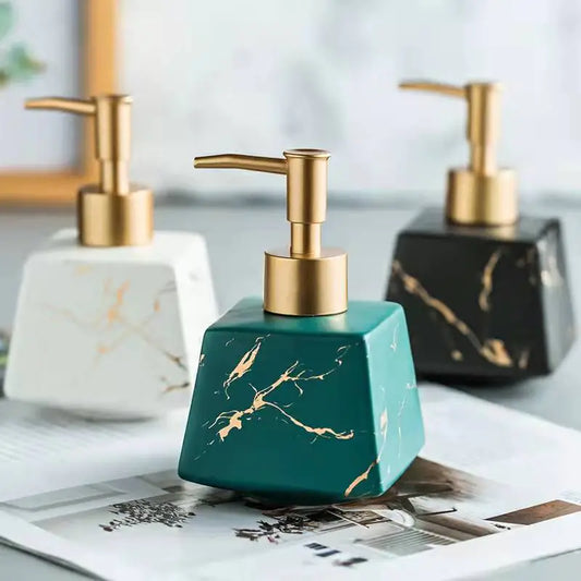Dluxe Ave. Ceramic Marble Bathroom Pump Bottles for Liquids