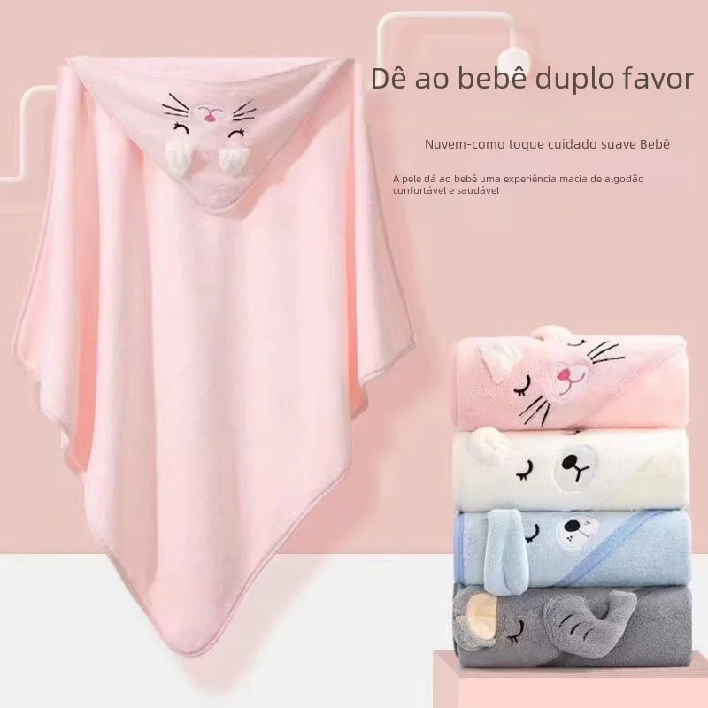 Dluxe Ave. Soft Coral Fleece Hooded Towel for Babies and Kids