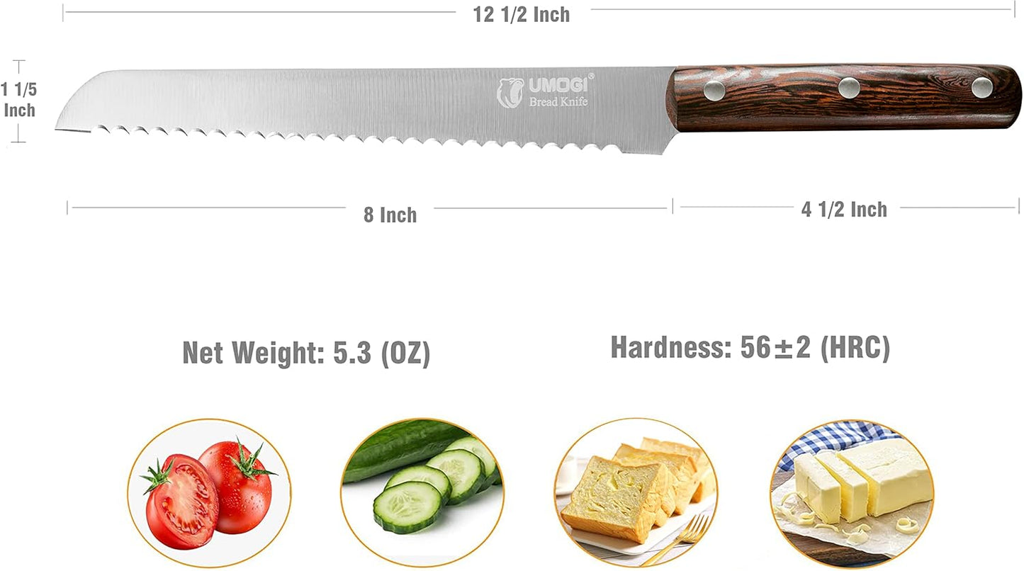 Dluxe Ave. Bread Knife 8 Inch with Sheath/ German High Carbon Stainless Steel