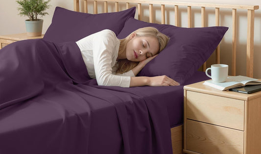 Dluxe Ave. ( QUEEN )4 Pcs Bed Sheet Set, {Ultra Imitation Cotton}, Hotel Luxury Bed Sheets, Deep Pocket up to 15", Purple