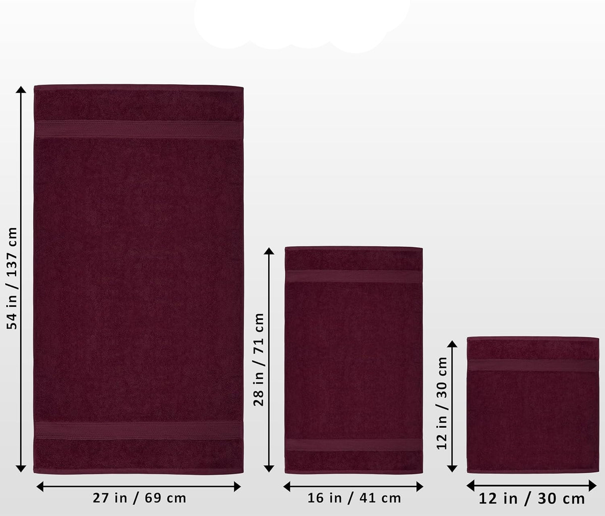 Dluxe Ave. 8-Piece Premium Towel Set / Burgundy
