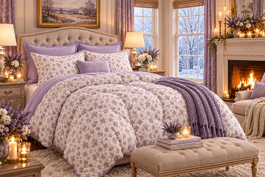 Dluxe Ave. (FULL/ QUEEN) Set 3 Pcs Comforter Set/ White & Purple