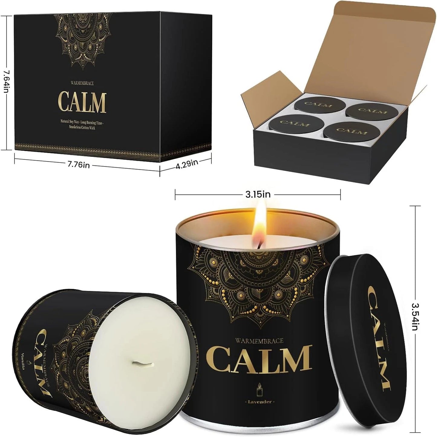 Dluxe Ave. Scented Candles 9 Oz Jar Candles for Home Office, Lavender Vanilla Rose & Sandalwood Lemon