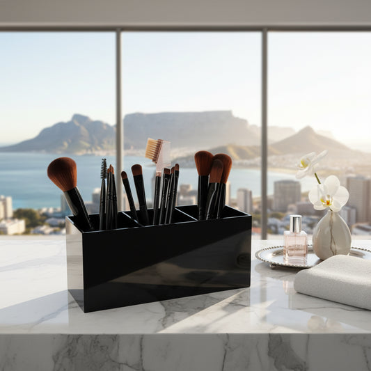 Dluxe Ave. Black Makeup Brush Holder Organizer/ 3 Slot Acrylic