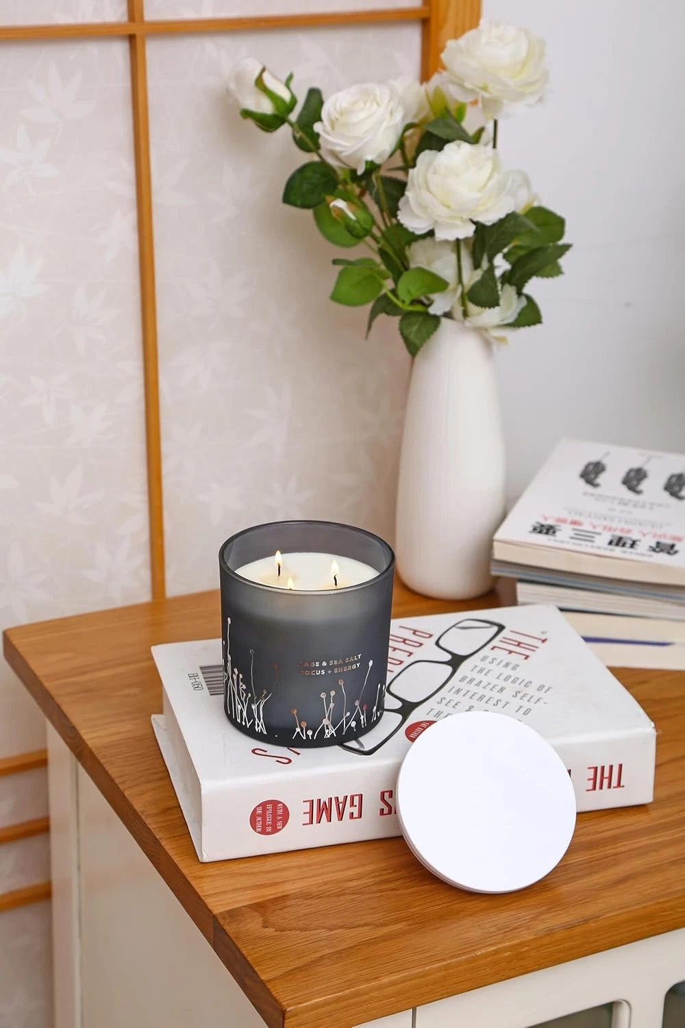 Dluxe Ave. White Sage Sea Salt, 3 Wick Candle Large 14.5 oz, Natural Soy Candle for Home for Women & Men
