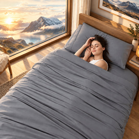 Dluxe Ave. (TWIN) 3Pcs Breathable Cooling Luxury Sheets Set/ Steel Blue