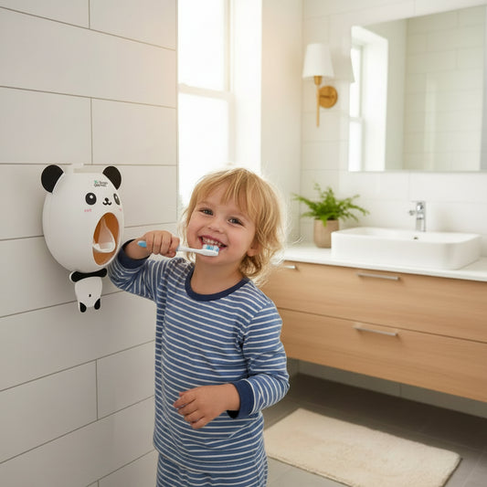 Dluxe Ave. Toothpaste Dispenser and Cartoon Toothbrush Holder