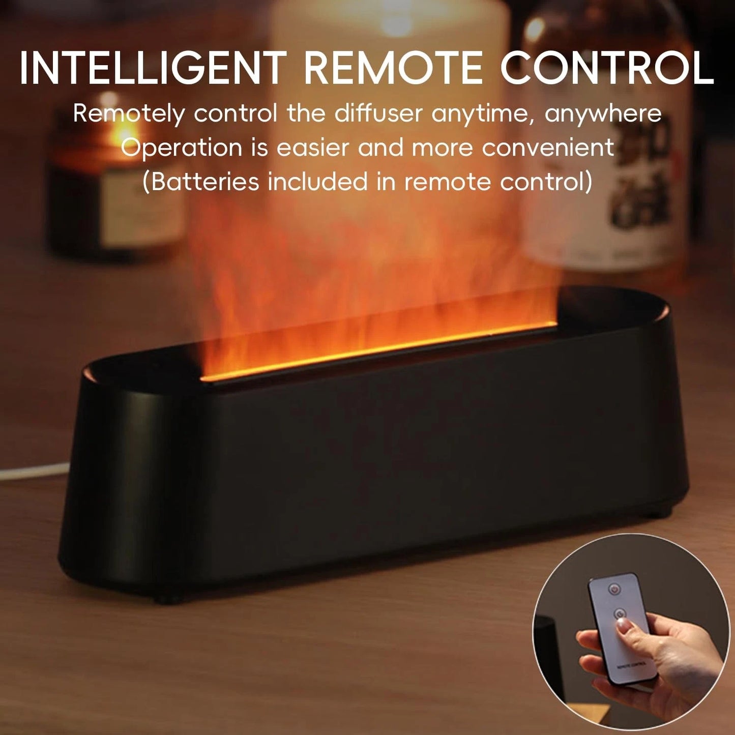 Dluxe Ave. YALEDI Essential Oil Diffuser Fireplace Fire Flame Aromatherapy Diffuser 250ml Cool Mist Humidifier (Black)
