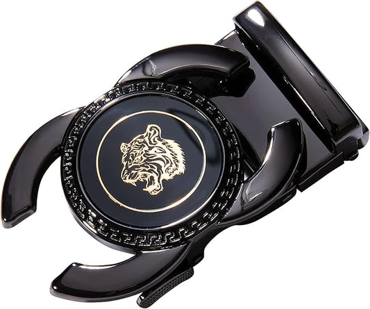 Dluxe Ave. Mens Fashion Belt BuckleGenuine Leather Belt Ratchet Buckle Black Chess