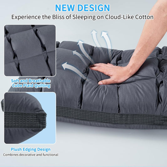 Dluxe Ave. ( STANDARD ) Pillow Down Alternative Pillow { SUPER SOFT } 100% Cotton, Luxury Hotel Quality(Gray)