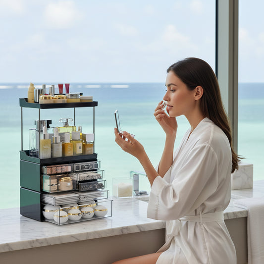 Dluxe Ave. Makeup Organizer With Drawers, Stackable Design, 19.1"