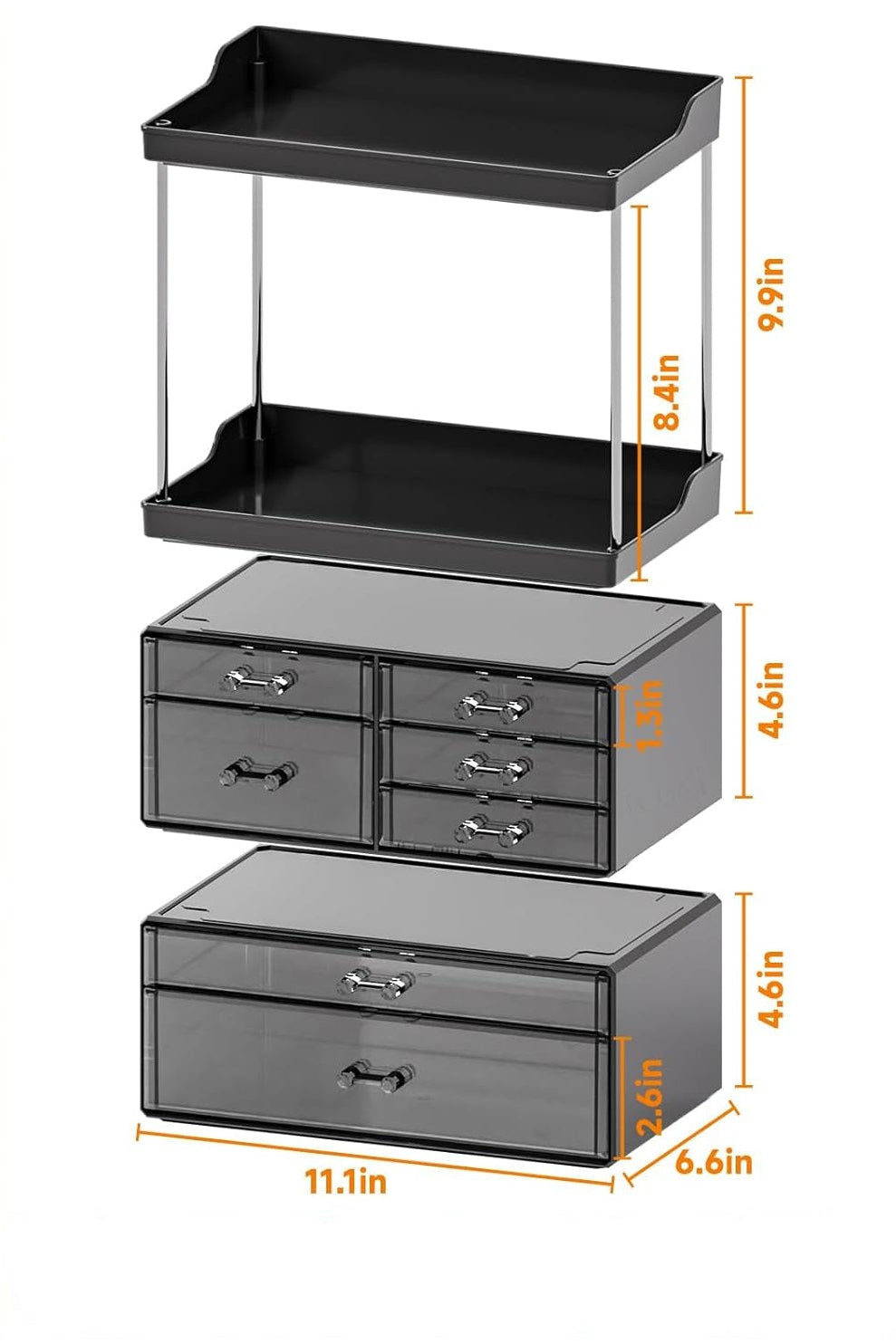 Dluxe Ave. Makeup Organizer With Drawers, Stackable Design, 19.1"