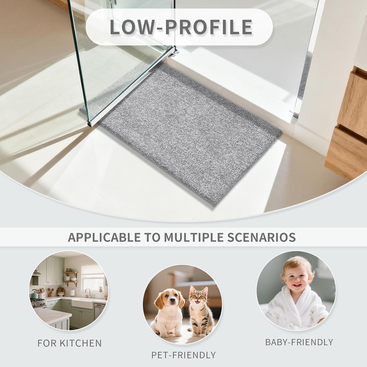 Dluxe Ave. Yimobra Bathroom Rugs Mat Extra Soft Comfortable Bath Rugs Non-Slip Water Absorbent and Thick Bathroom Floor Mats Machine Washine Shaggy Rugs for Shower Bathtubs 36" x 24" Grey&White