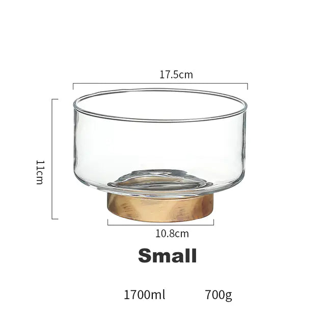 Dluxe Ave. Glass Fruit Bowl with Wooden Base