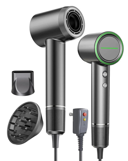 Dluxe Ave. Hair Dryer with Diffuser 150000 RPM Brushless Motor Ionic Portable Blow Dryer for Curly Straightener Hair High Speed Fast Drying Hair Dryer Thermo-Control Lightweight Hairdryer for Women Home