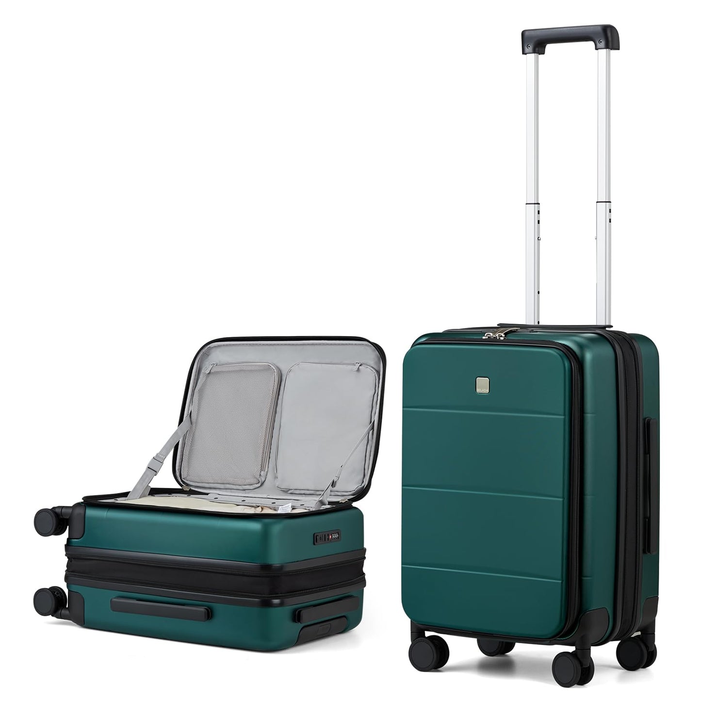 Dluxe Ave. Expandable Carry On Luggage/Airline Approved/Hard Shell/TSA lock/Spinning Wheels 20 in/ (Blackish Green)