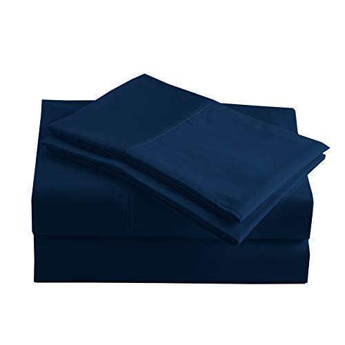 Dluxe Ave. ( KING ) 4 Pcs Bed Sheets Set, 415 Thread Count, 100% Peruvian Pima Cotton, Navy Blue