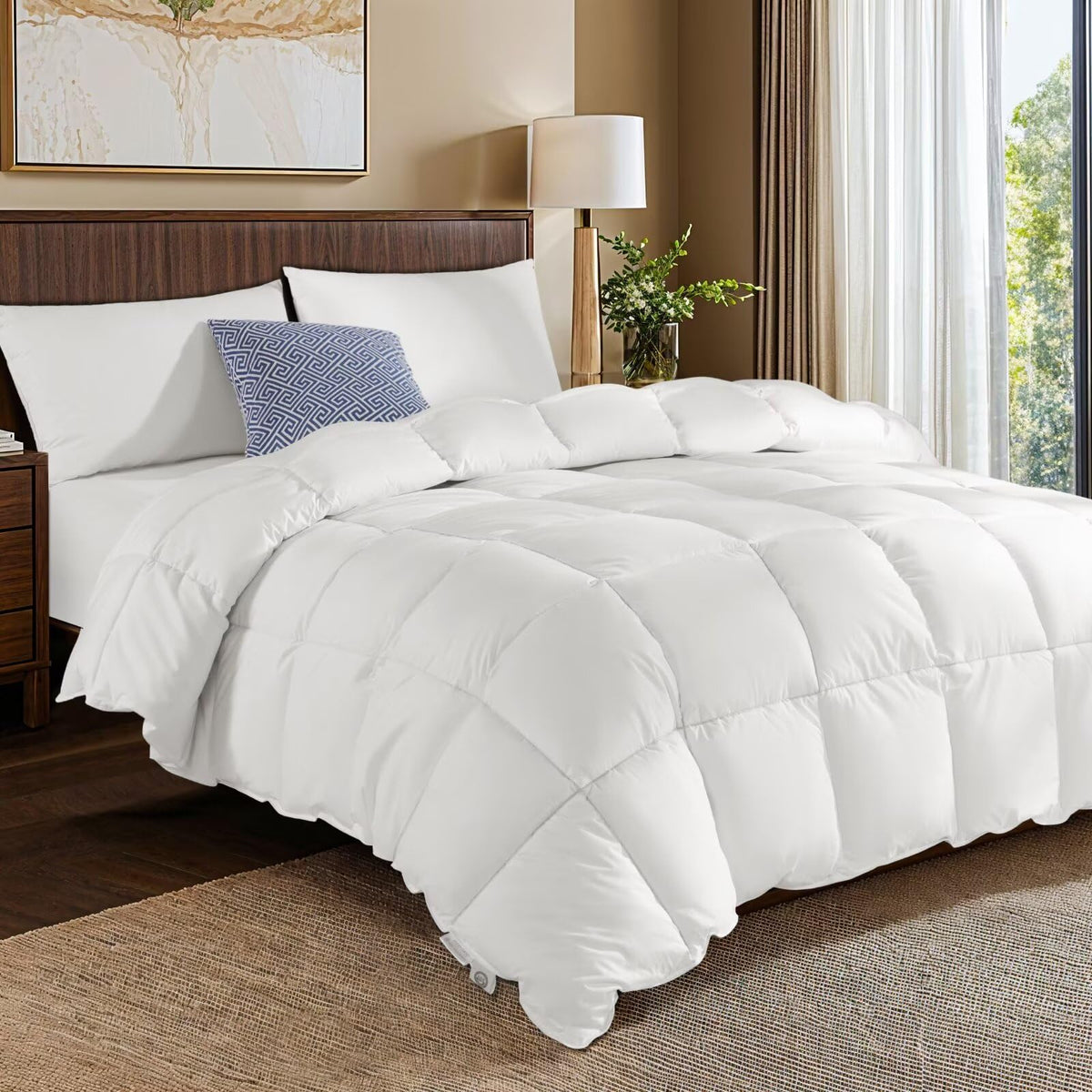 Dluxe Ave. (TWIN) White Goose Down Comforter 850 Fill Duvet Insert 100% Cotton Duvet Cover/ Luxury Hotel Collection/ White