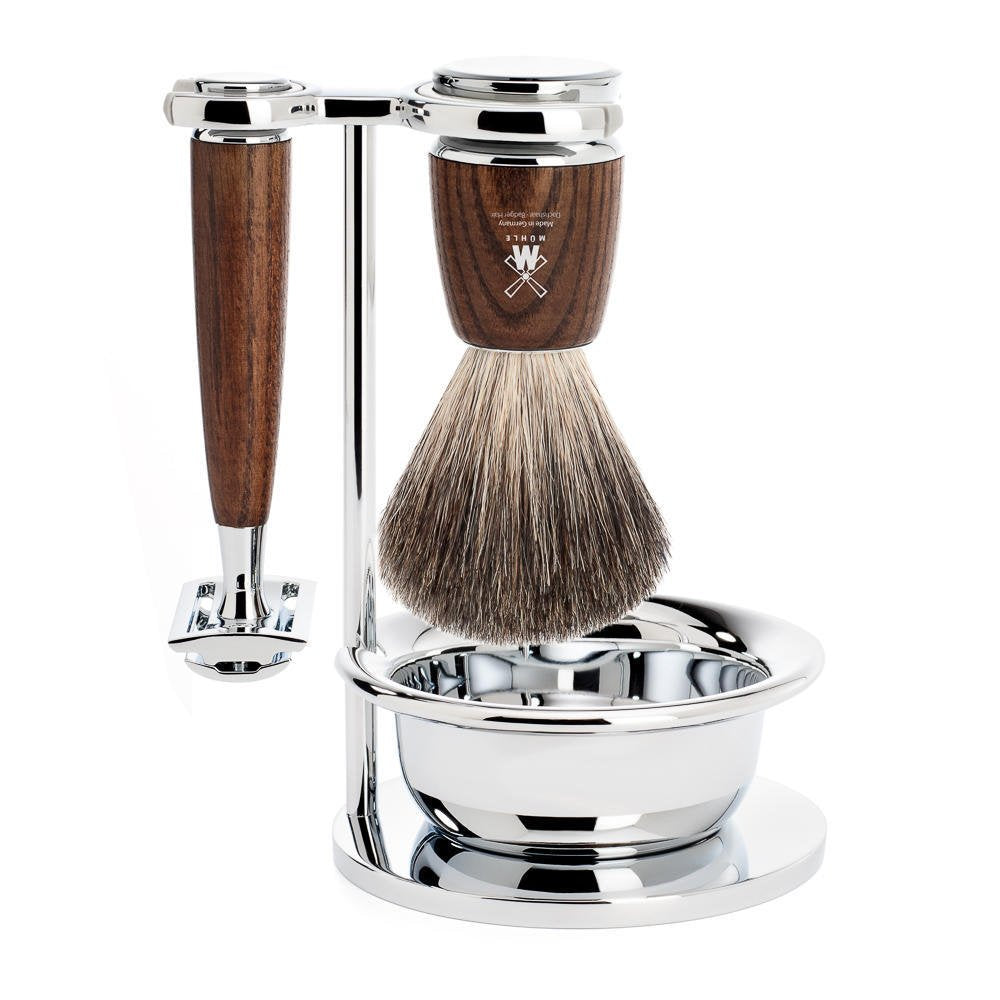 Dluxe Ave. 4-piece Pure Badger Double Edge Safety Razor/ Closed Comb/ Barbershop Quality
