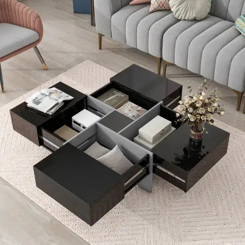 Dluxe Ave. Unique Design Coffee Table With 4 Hidden Storage Compartments