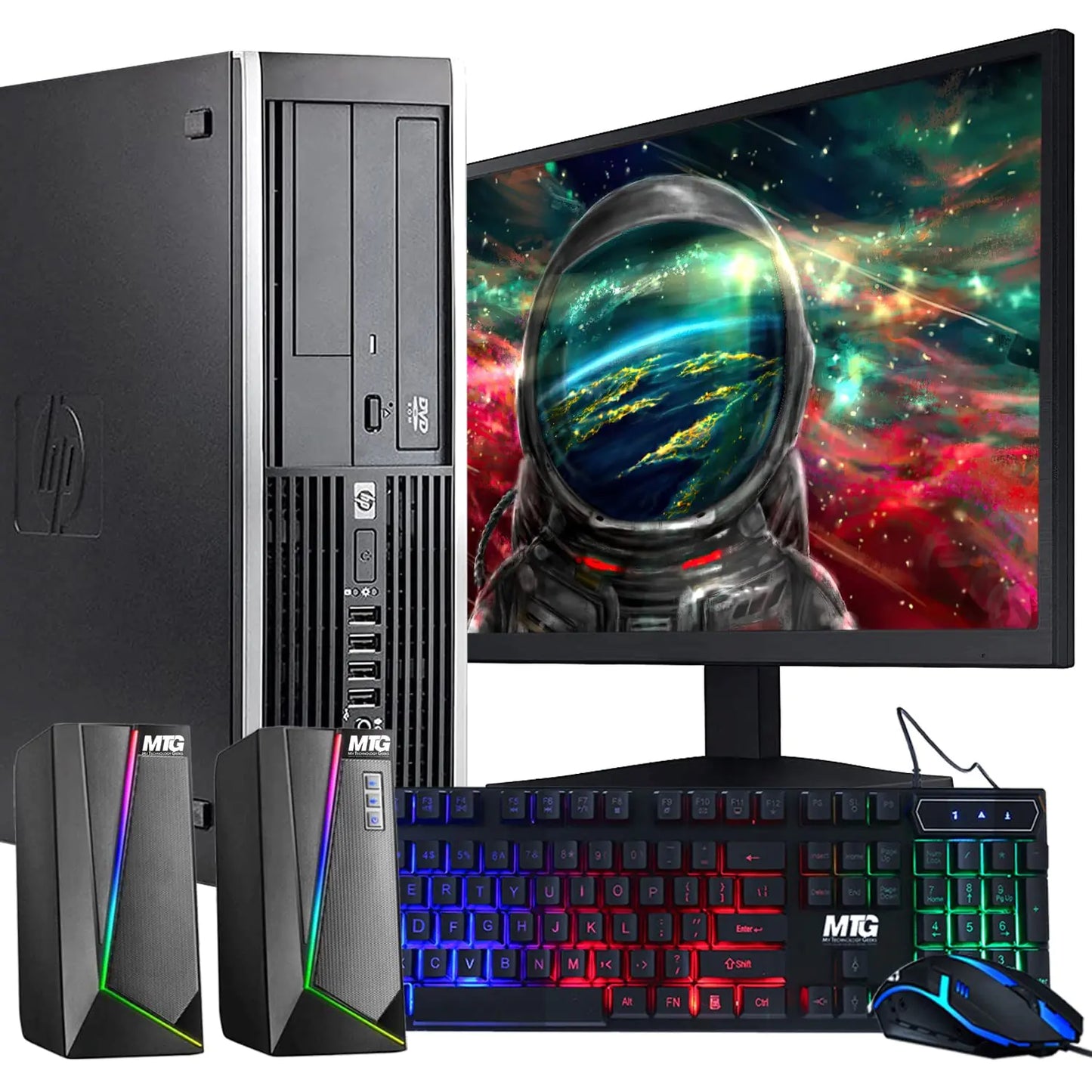Dluxe Ave. HP Elite Desktop Computer PC 3.1 GHz Intel Core i5 8GB RAM 500GB HDD MTG 22 inch LED Monitor RGB Speaker and Keyboard Mouse WiFi Windows 10 Pro (Renewed)
