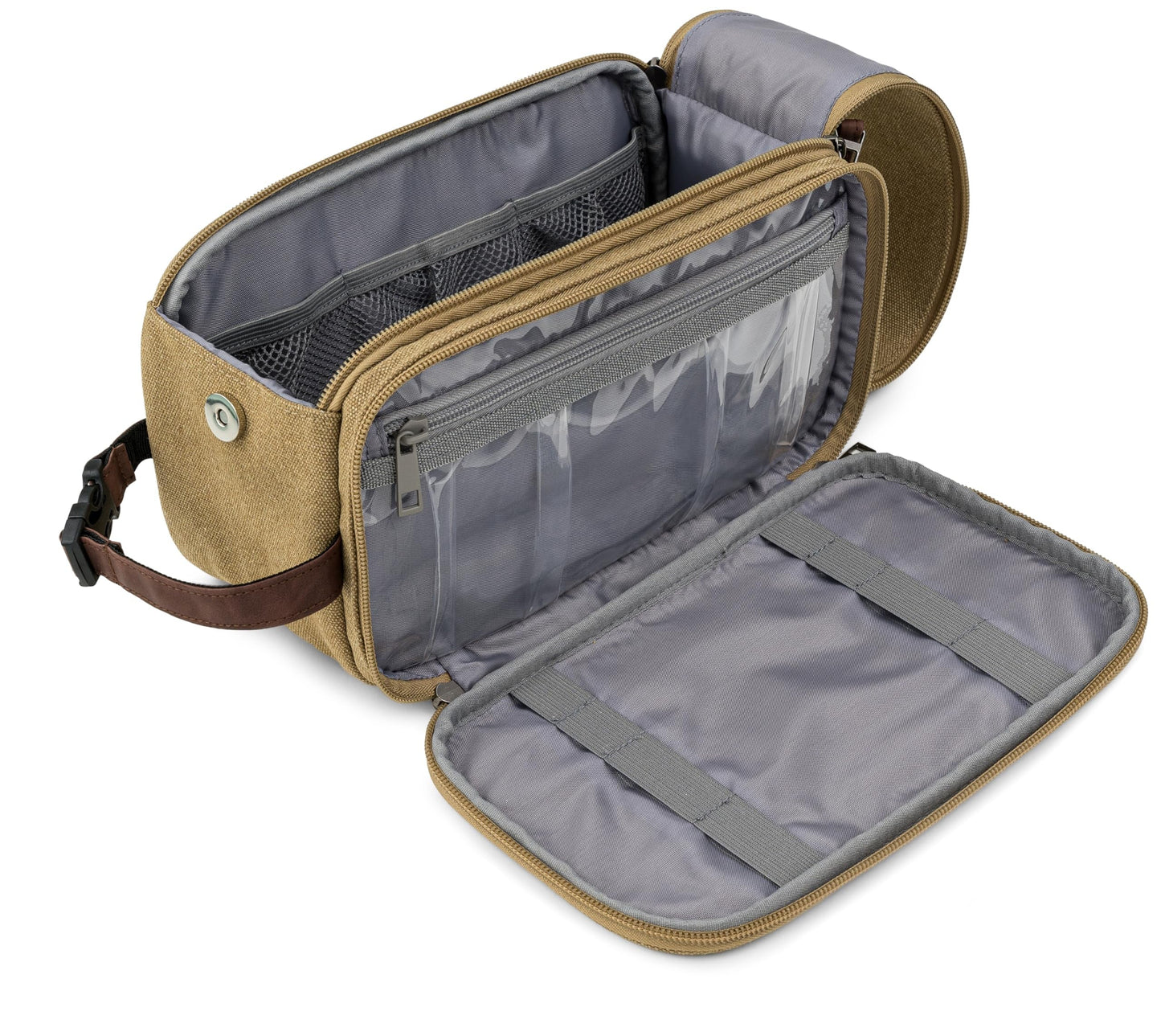 Dluxe Ave. Men Canvas Travel Dopp Kit/ Water Resistant/ Accessories Bag/ Tan Khaki