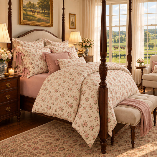Dluxe Ave. (TWIN) Cotton {Duvet Cover} Bedding Set/ Blush Pink