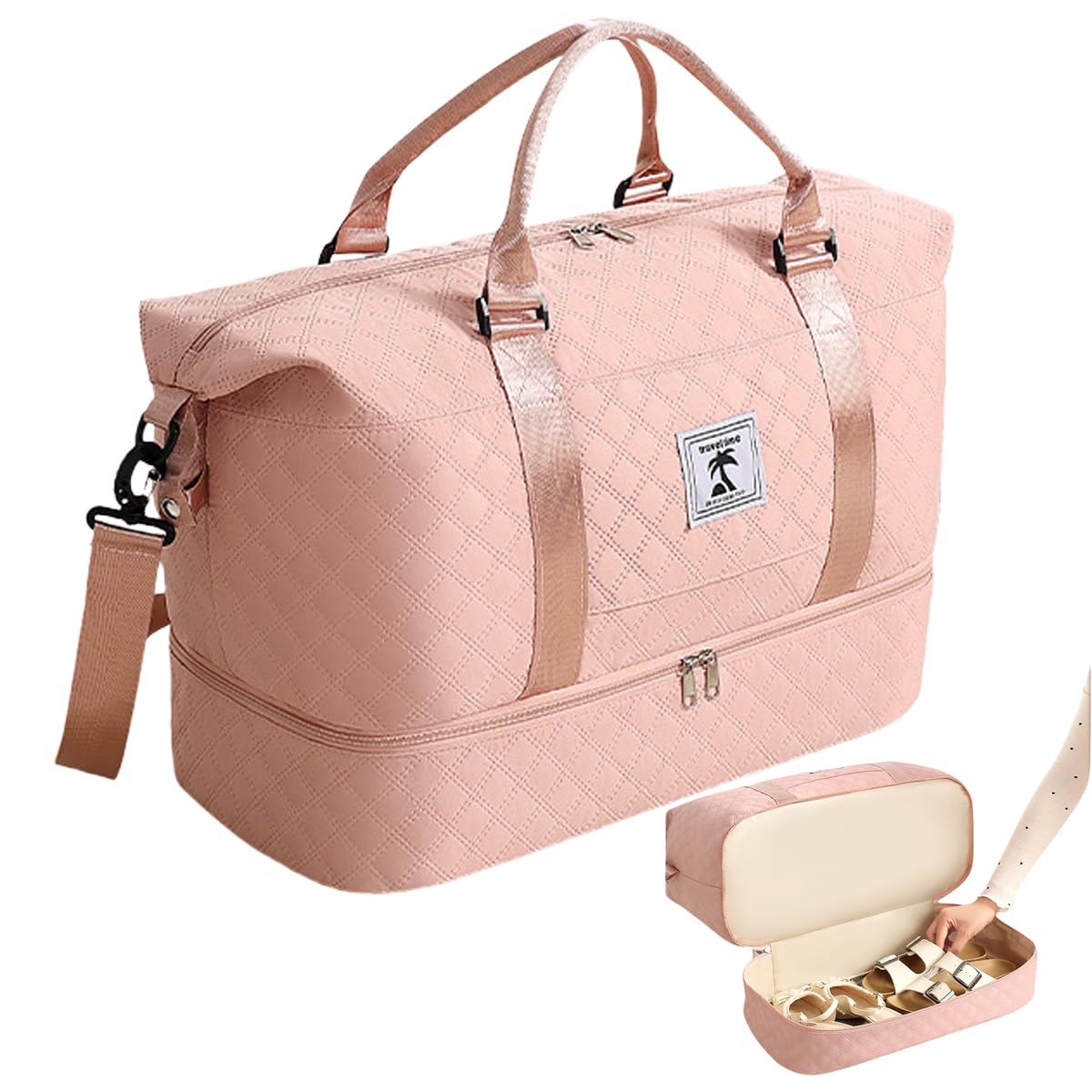 Dluxe Ave. Compartment Large Weekender Tote/ Carry on Bag/ Pink