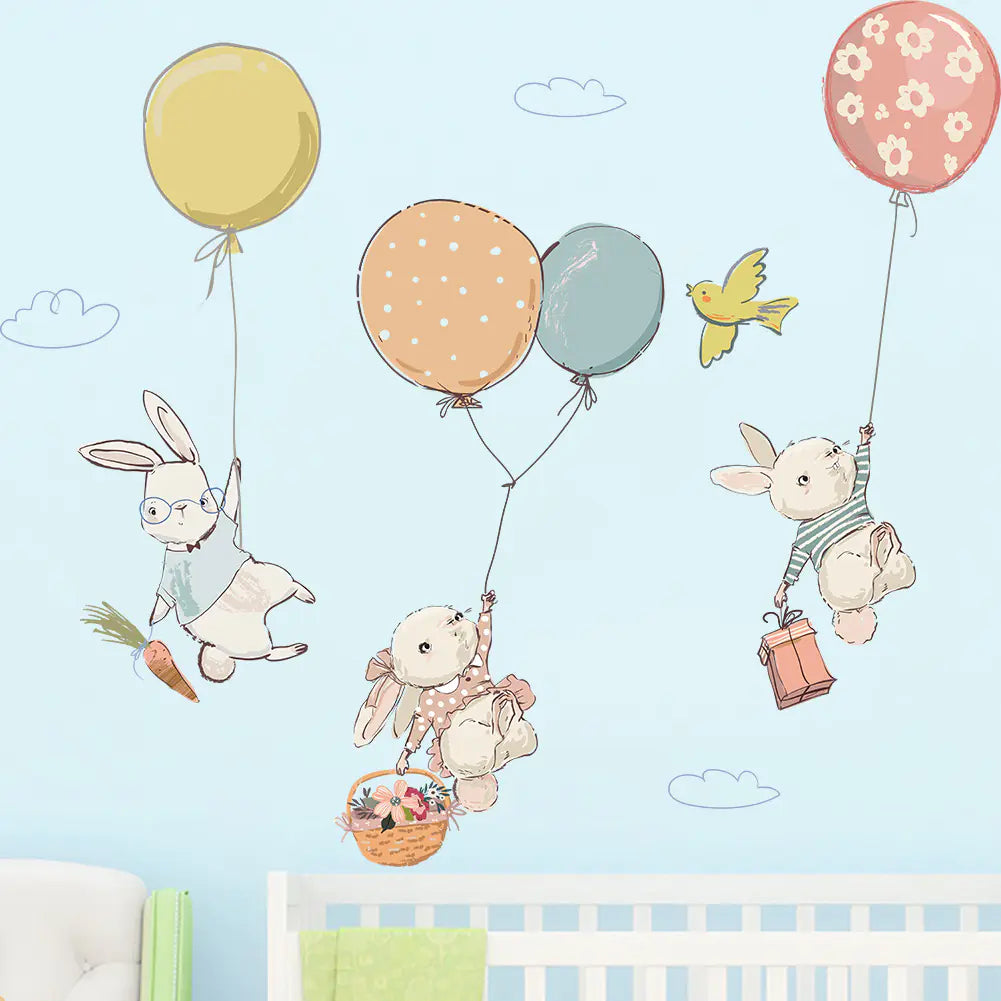 Dluxe Ave. Rabbit Balloon Bird Wall Stickers for Kids' Rooms
